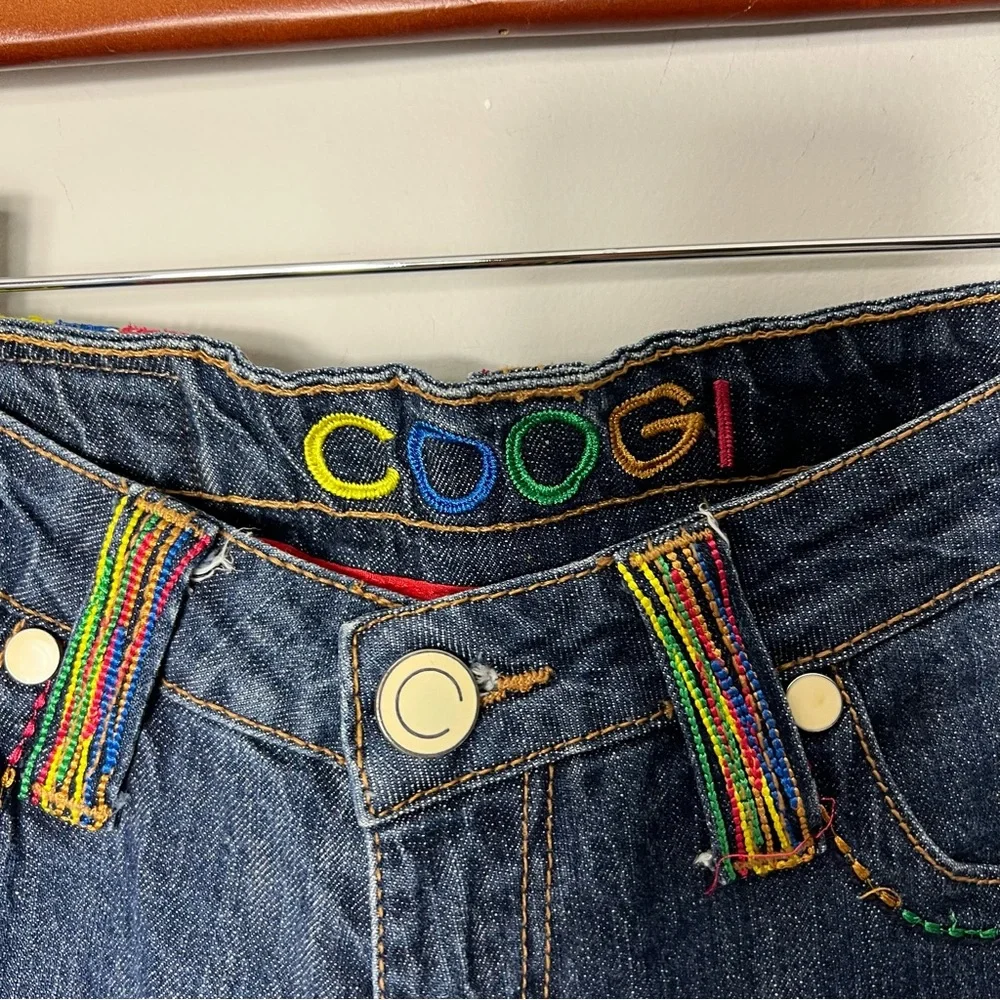 Coogi Australia Vintage y2k Denim Jean Shorts Embroidered Colorful Rainbow